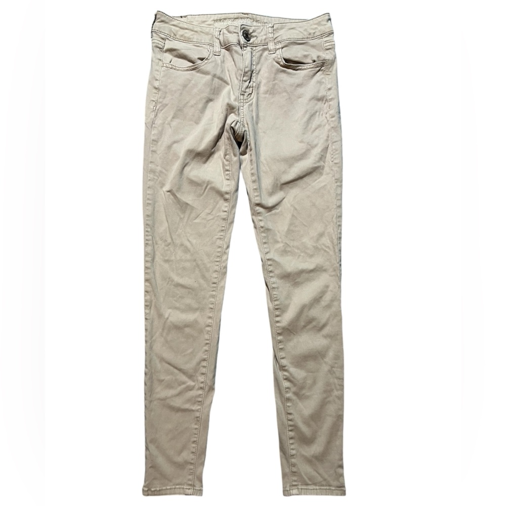 American eagle cream skinny jeans super stretch size 4 like new condition